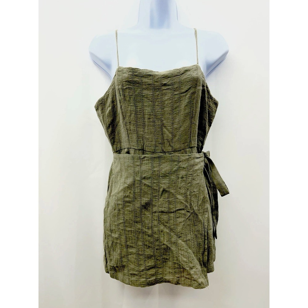 Jondie Wrap Short Babydoll Romper S Olive Green 90s Boho‎ Hippie Beach Peasant